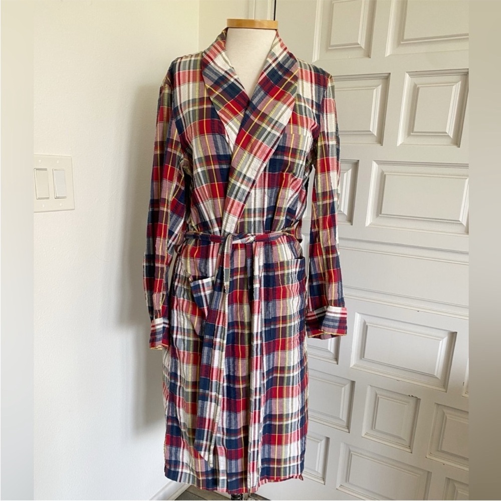 Bullock’s Wilshire Southern California Vintage Plaid Seersucker Housecoat Robe